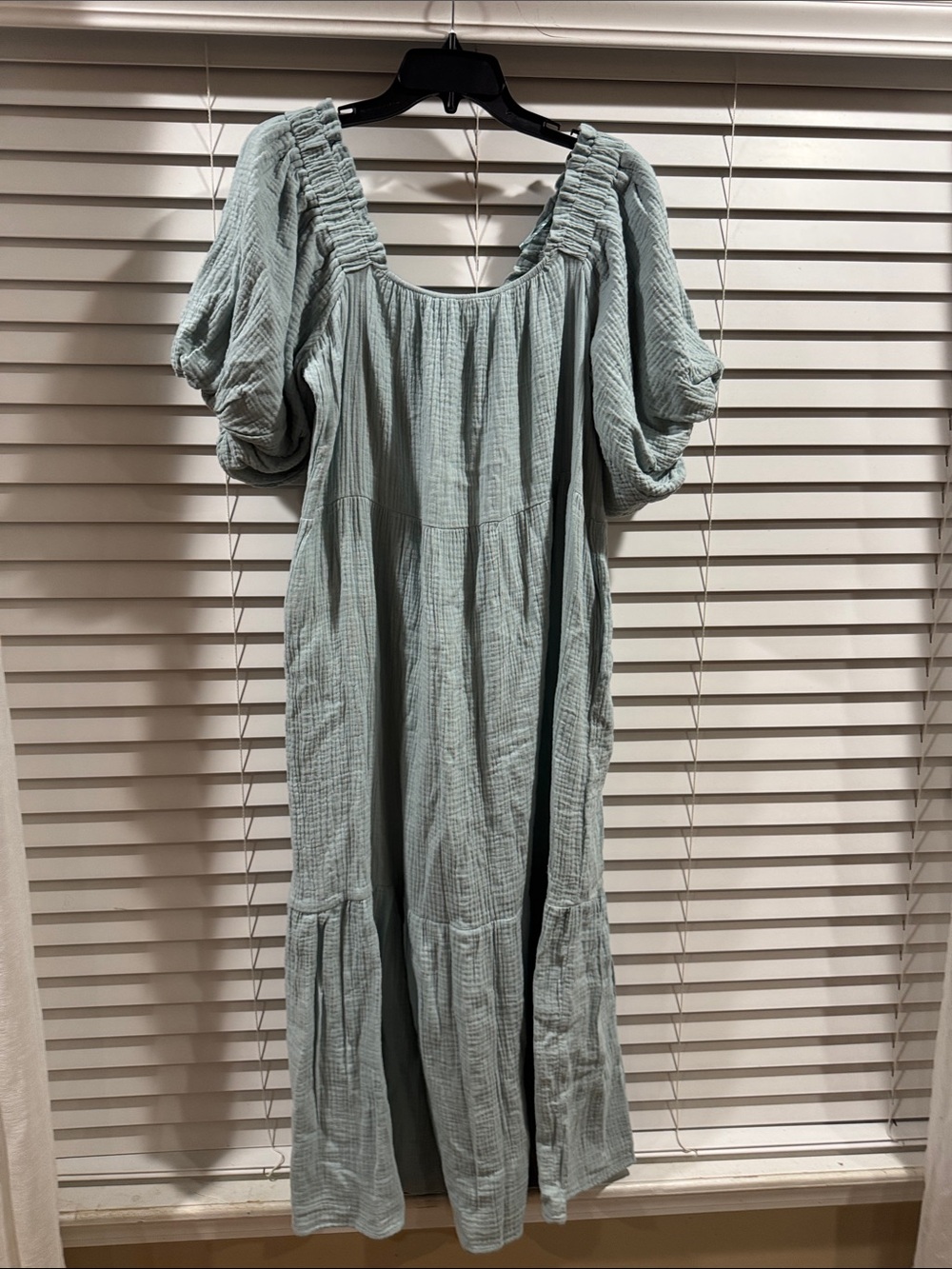 Light Sage Maxi Dress with Puff Sleeves - Brand Unspecified